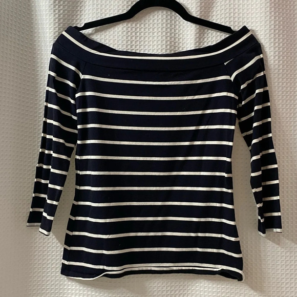 LOFT Striped Off The Shoulder Knit Top - Picture 5 of 5
